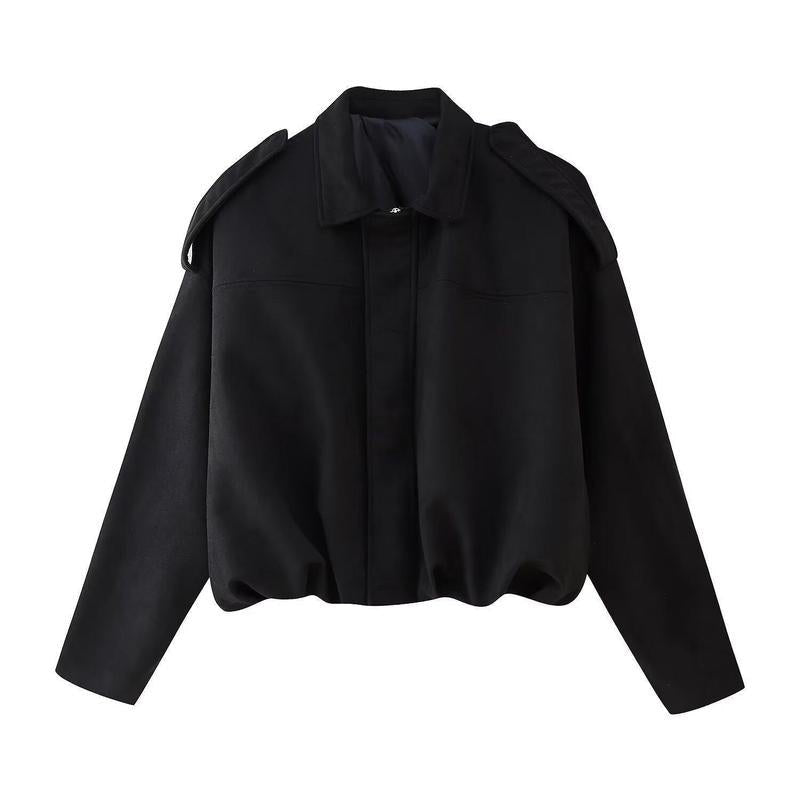 Comfortable Brown Faux Suede Jacket for Women with Collared Zip Front Oversized Fit Relaxed Fit Cropped Layered Style