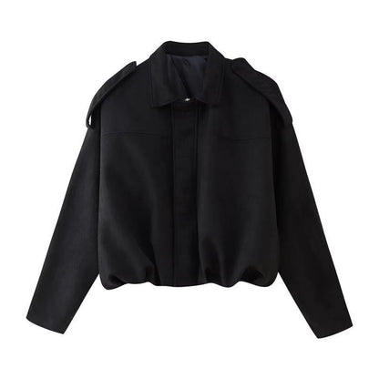 Comfortable Brown Faux Suede Jacket for Women with Collared Zip Front Oversized Fit Relaxed Fit Cropped Layered Style