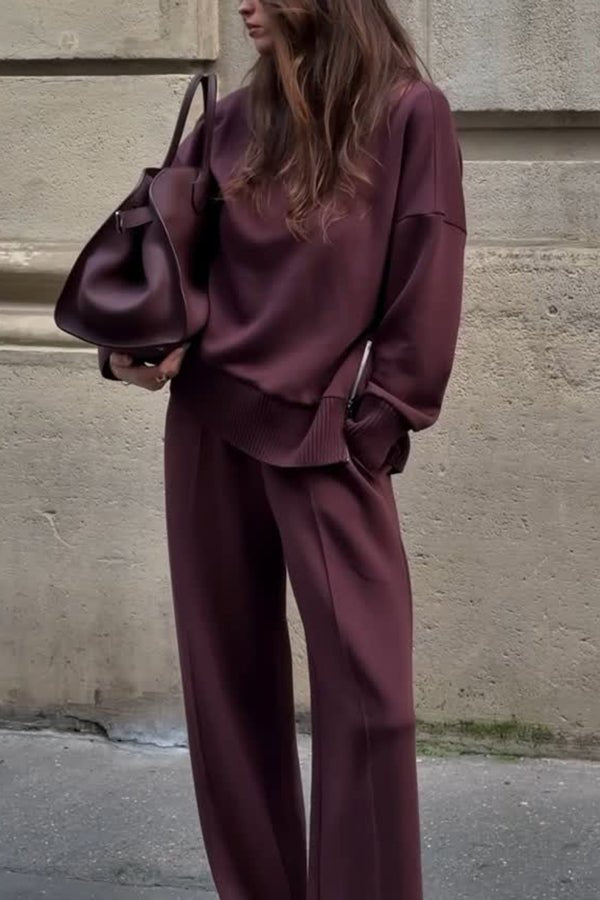 Comfortable Burgundy Loungewear Set for Women with Everyday Wear Soft Finish Classic Cut Relaxed Style