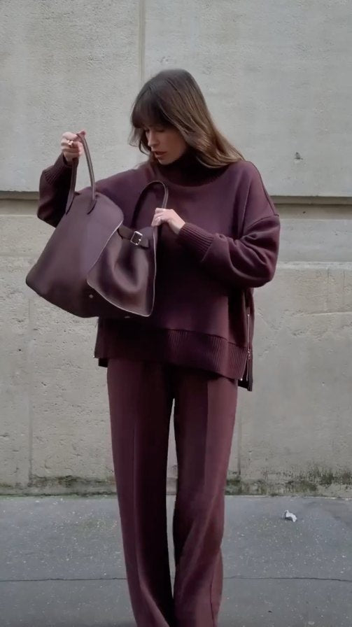 Comfortable Burgundy Loungewear Set for Women with Everyday Wear Soft Finish Classic Cut Relaxed Style