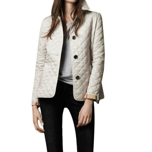 Comfortable Burgundy Quilted Jacket for Women with Button Front Relaxed Fit Everyday Wear Outdoor Style