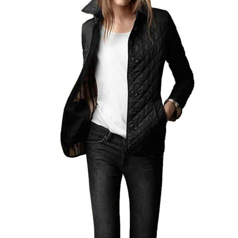 Comfortable Burgundy Quilted Jacket for Women with Button Front Relaxed Fit Everyday Wear Outdoor Style