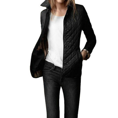 Comfortable Burgundy Quilted Jacket for Women with Button Front Relaxed Fit Everyday Wear Outdoor Style