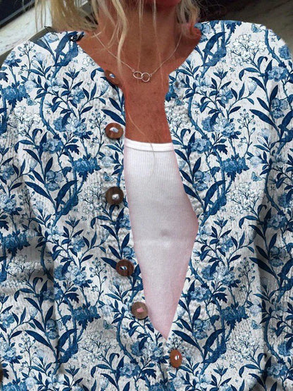 Comfortable Cardigan for Women with Button Front Floral Print Everyday Wear Relaxed Style
