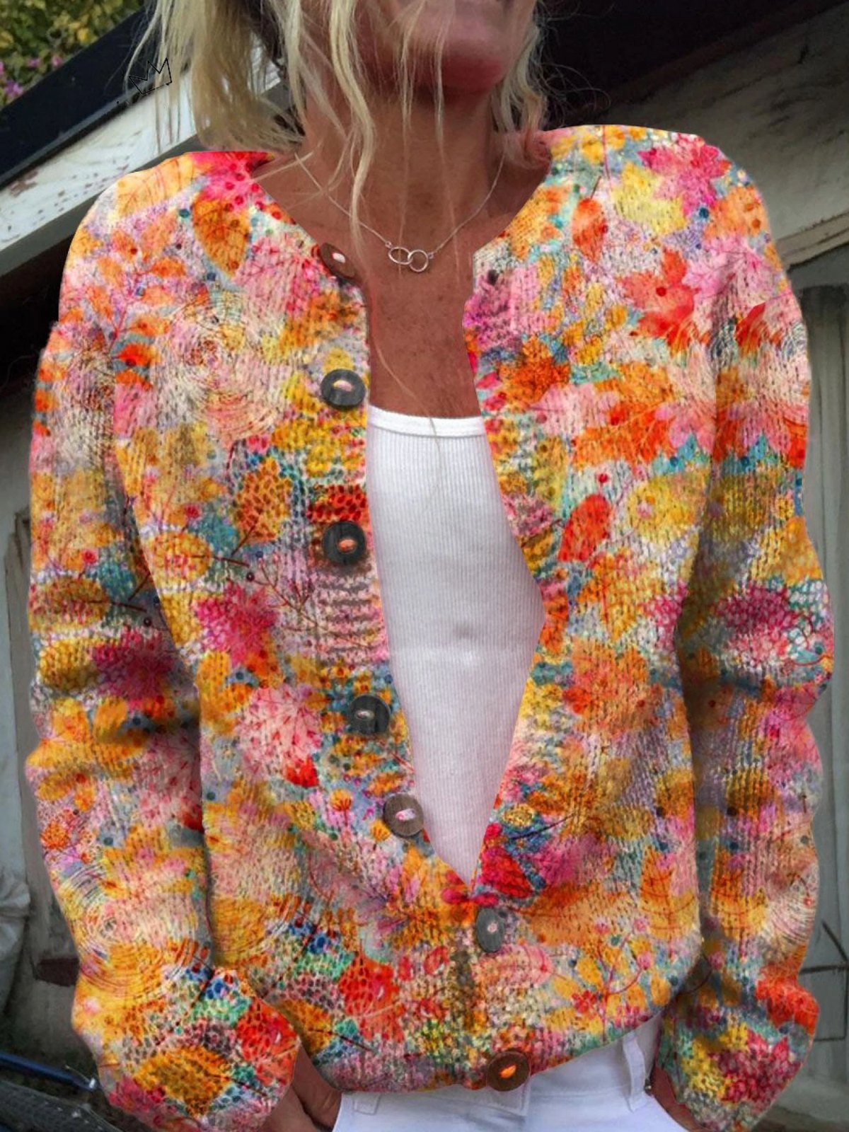 Comfortable Cardigan for Women with Open Front Floral Print Relaxed Fit Everyday Style