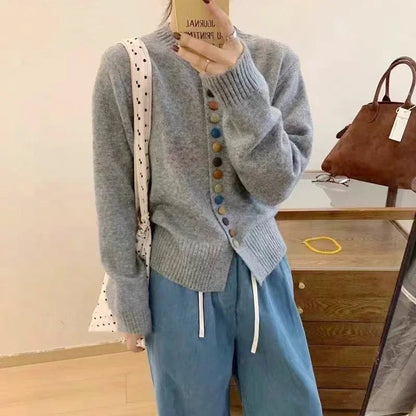 Comfortable Cream Cardigan for Women with Button Front Everyday Wear Soft Finish Relaxed Style