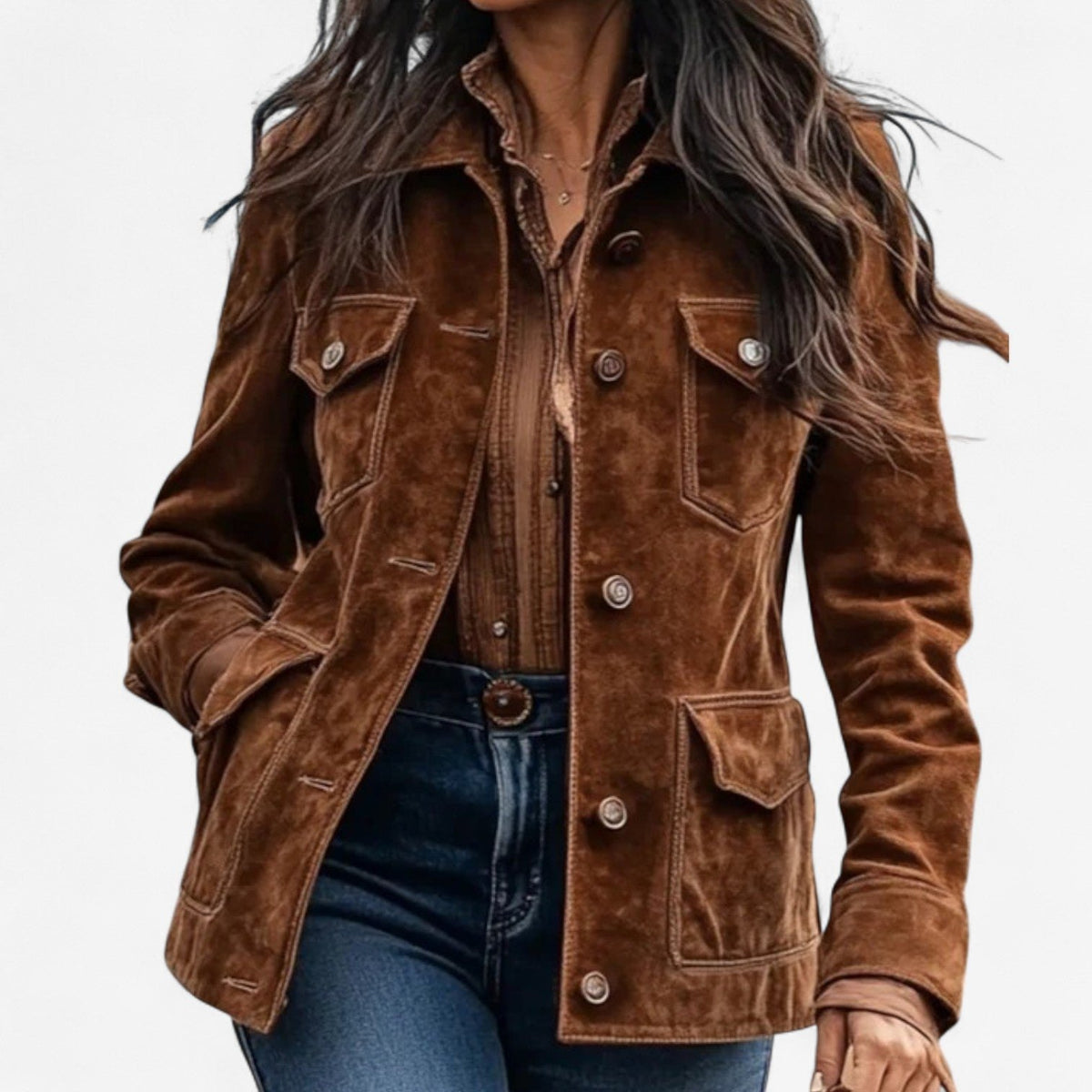 Comfortable Faux Suede Jacket for Women with Relaxed Fit Everyday Wear Soft Finish Winter Style