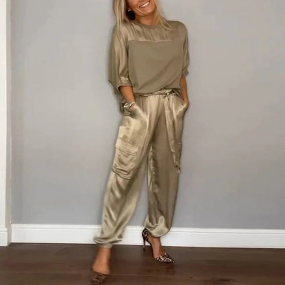 Comfortable Gold Loungewear Set for Women with Everyday Wear Soft Finish Classic Cut Relaxed Style