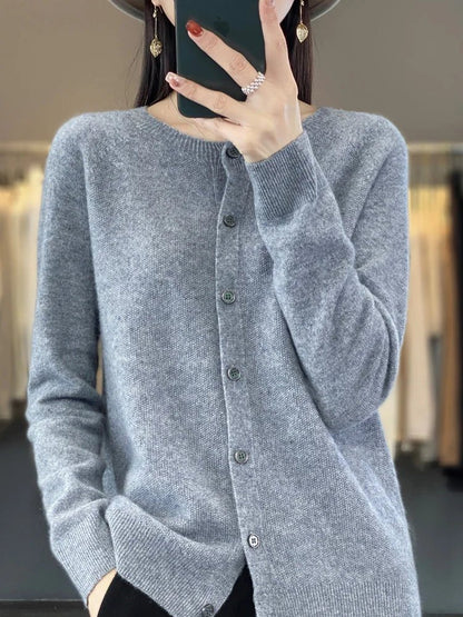 Comfortable Gray Cardigan for Women with Button Front Everyday Wear Soft Finish Relaxed Style