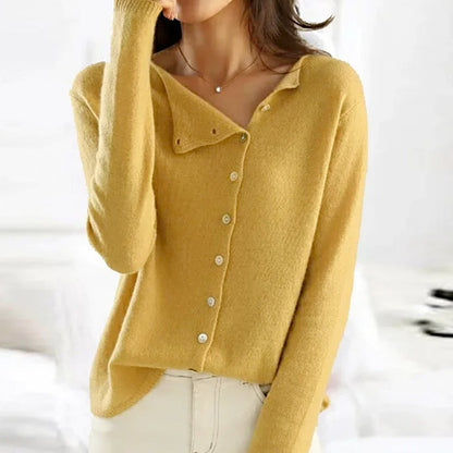 Comfortable Gray Cardigan for Women with Collared Button Front Relaxed Fit Everyday Style