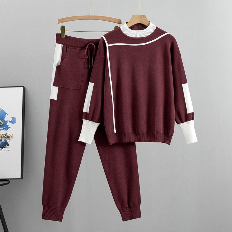 Comfortable Gray Loungewear Set for Women with Collared Long Sleeve Side Pockets Elastic Waist Drawstring Waist Everyday