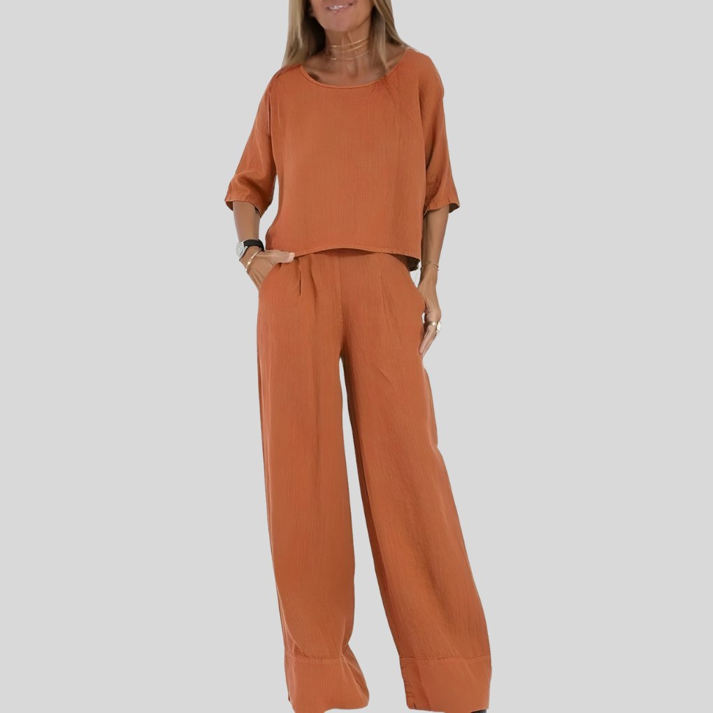 Comfortable Gray Loungewear Set for Women with Wide Leg Everyday Wear Soft Finish Relaxed Style