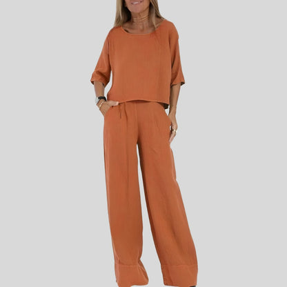 Comfortable Gray Loungewear Set for Women with Wide Leg Everyday Wear Soft Finish Relaxed Style