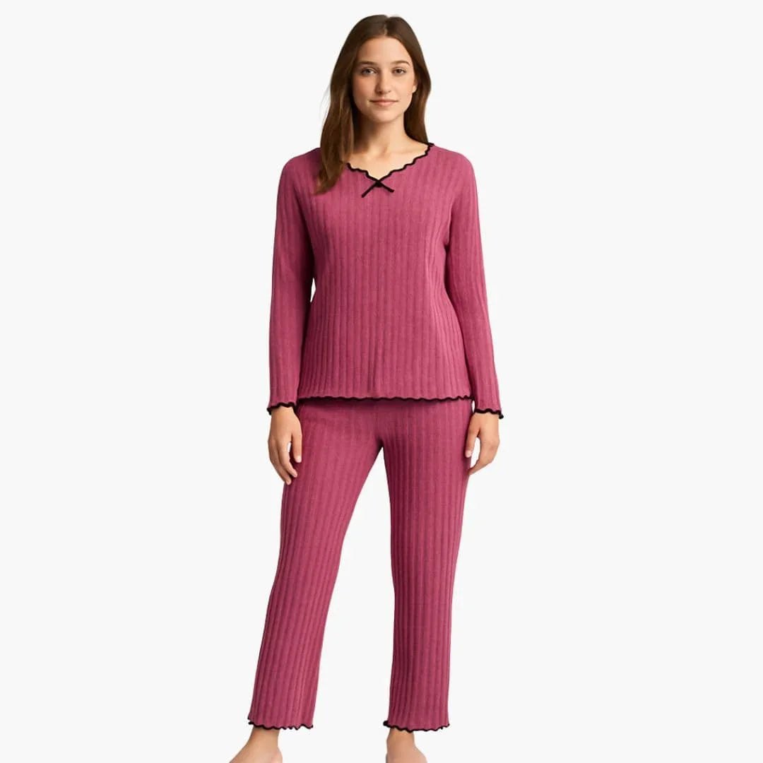 Comfortable Gray Pajamas for Women with Long Sleeve Elastic Waist Relaxed Fit Cosy Style