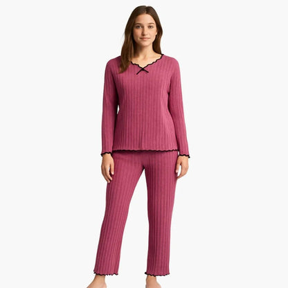 Comfortable Gray Pajamas for Women with Long Sleeve Elastic Waist Relaxed Fit Cosy Style