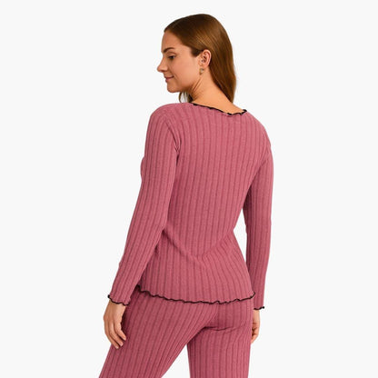 Comfortable Gray Pajamas for Women with Long Sleeve Elastic Waist Relaxed Fit Cosy Style