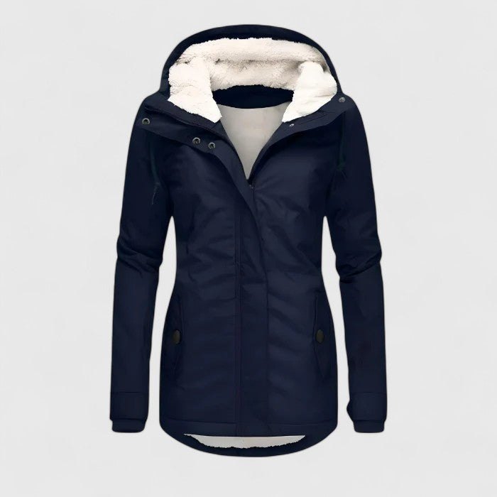 Comfortable Gray Winter Jacket for Women with Hooded Relaxed Fit Everyday Wear Layered Style