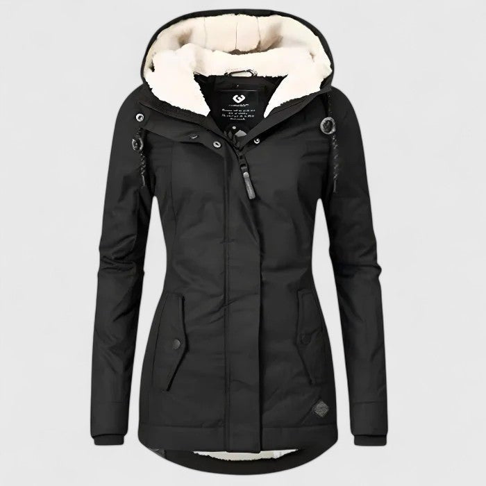 Comfortable Gray Winter Jacket for Women with Hooded Relaxed Fit Everyday Wear Layered Style