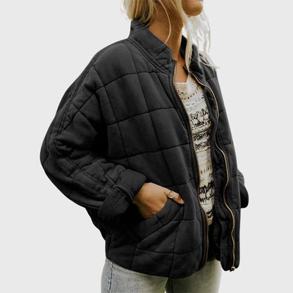 Comfortable Green Quilted Jacket for Women with Oversized Fit Relaxed Fit Soft Finish Everyday Style