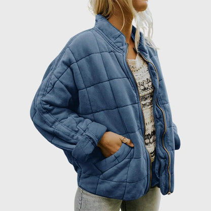 Comfortable Green Quilted Jacket for Women with Oversized Fit Relaxed Fit Soft Finish Everyday Style