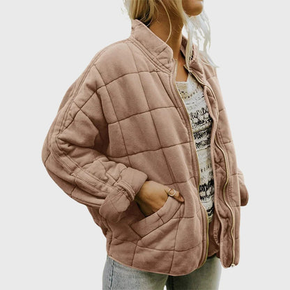 Comfortable Green Quilted Jacket for Women with Oversized Fit Relaxed Fit Soft Finish Everyday Style