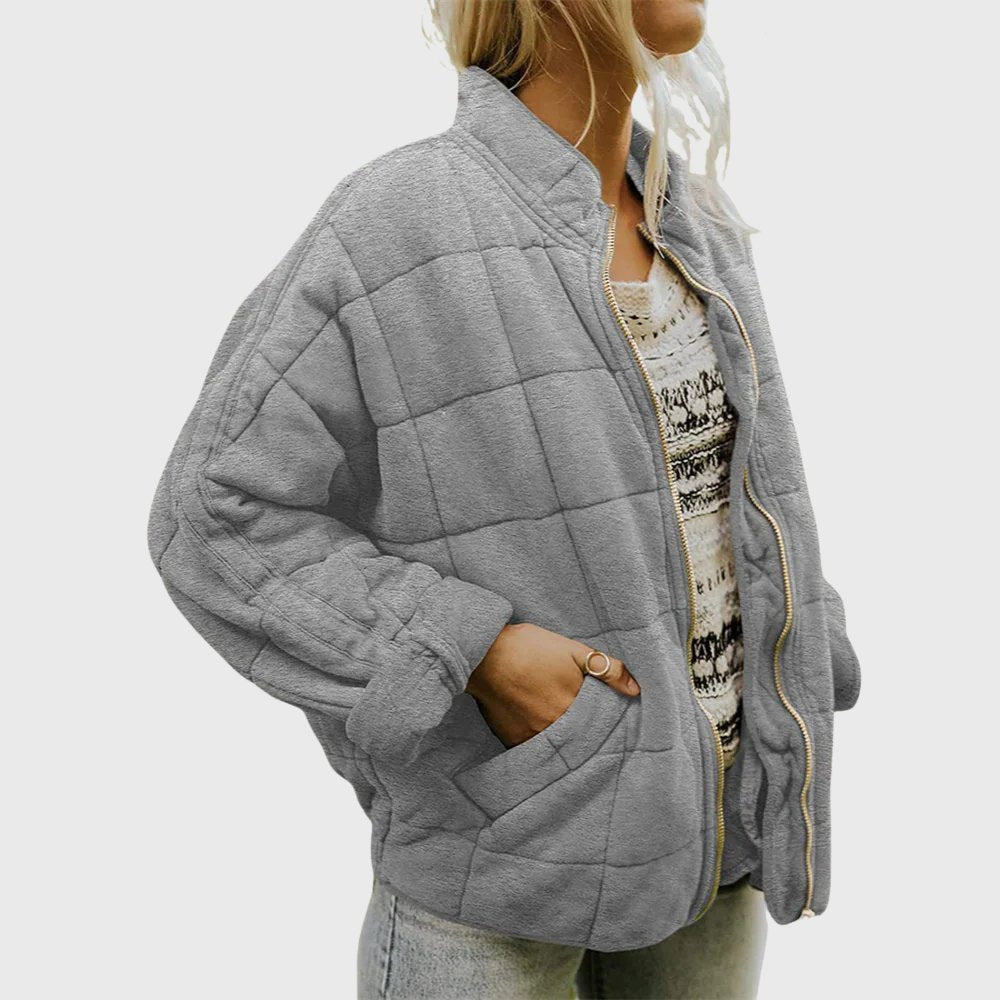 Comfortable Green Quilted Jacket for Women with Oversized Fit Relaxed Fit Soft Finish Everyday Style