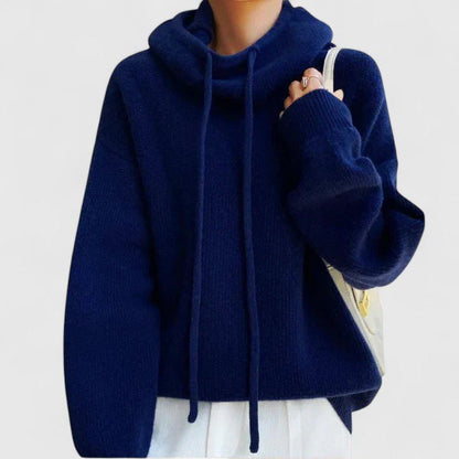 Comfortable Green Sweater for Women with Turtleneck Drawstring Waist Relaxed Fit Layered Style
