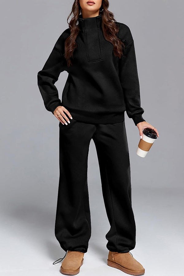 Comfortable Khaki Sweat Set for Women with Wide Leg Everyday Wear Soft Finish Relaxed Style