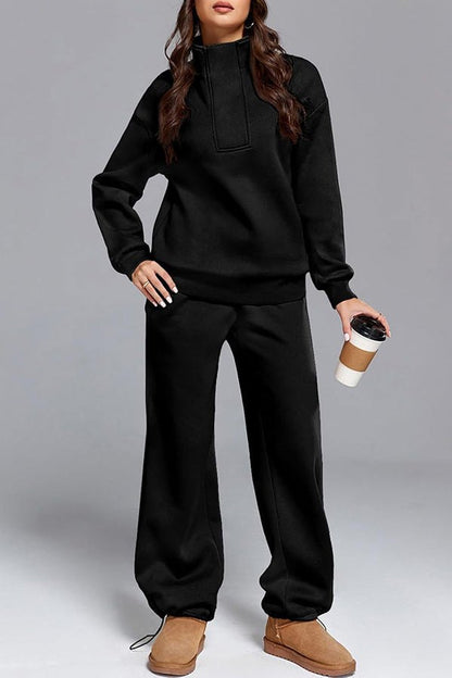Comfortable Khaki Sweat Set for Women with Wide Leg Everyday Wear Soft Finish Relaxed Style