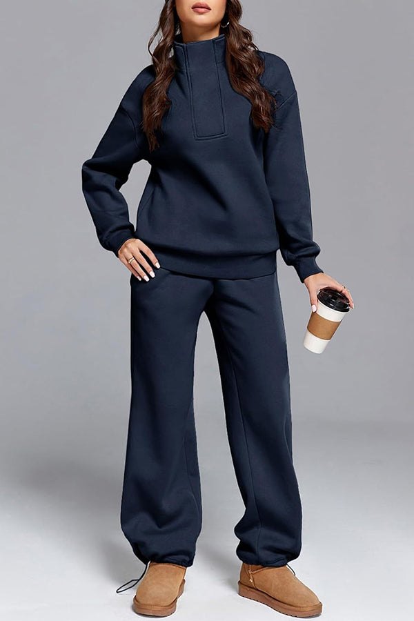 Comfortable Khaki Sweat Set for Women with Wide Leg Everyday Wear Soft Finish Relaxed Style