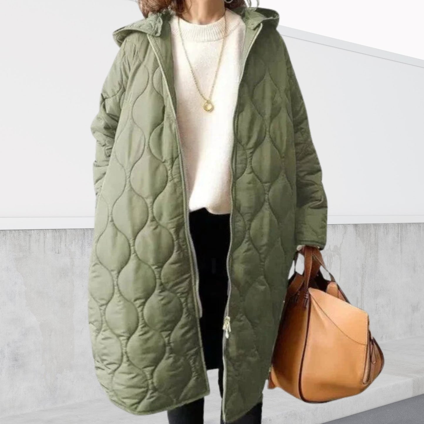 Comfortable Navy Quilted Jacket for Women with Hooded Oversized Fit Relaxed Fit Layered Style
