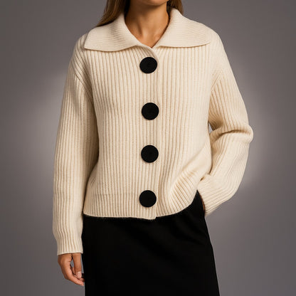 Comfortable Orange Cardigan for Women with Turtleneck Button Front Oversized Fit Relaxed Fit Ribbed Everyday Style