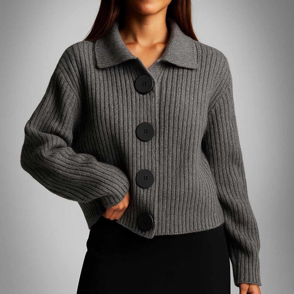 Comfortable Orange Cardigan for Women with Turtleneck Button Front Oversized Fit Relaxed Fit Ribbed Everyday Style