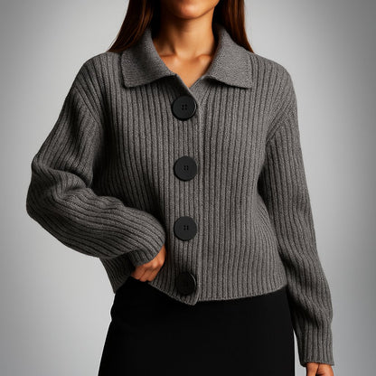 Comfortable Orange Cardigan for Women with Turtleneck Button Front Oversized Fit Relaxed Fit Ribbed Everyday Style
