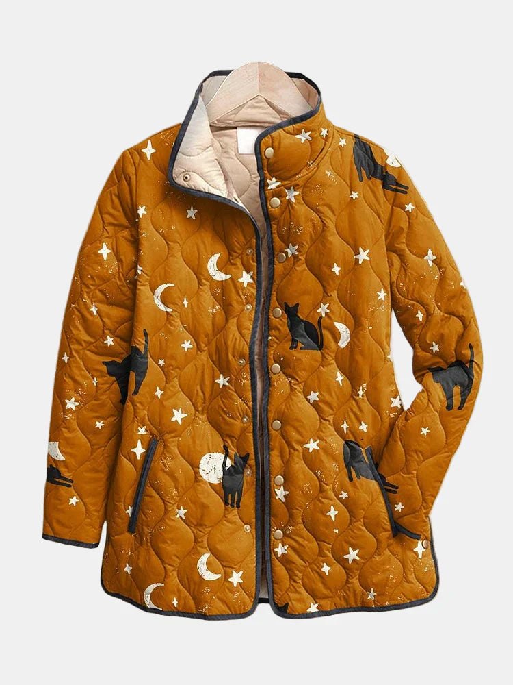 Comfortable Orange Quilted Jacket for Women with Relaxed Fit Everyday Wear Soft Finish Winter Style