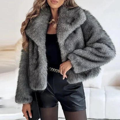 Comfortable Pink Faux Fur Coat for Women with Collared Oversized Fit Relaxed Fit Plush Winter Style