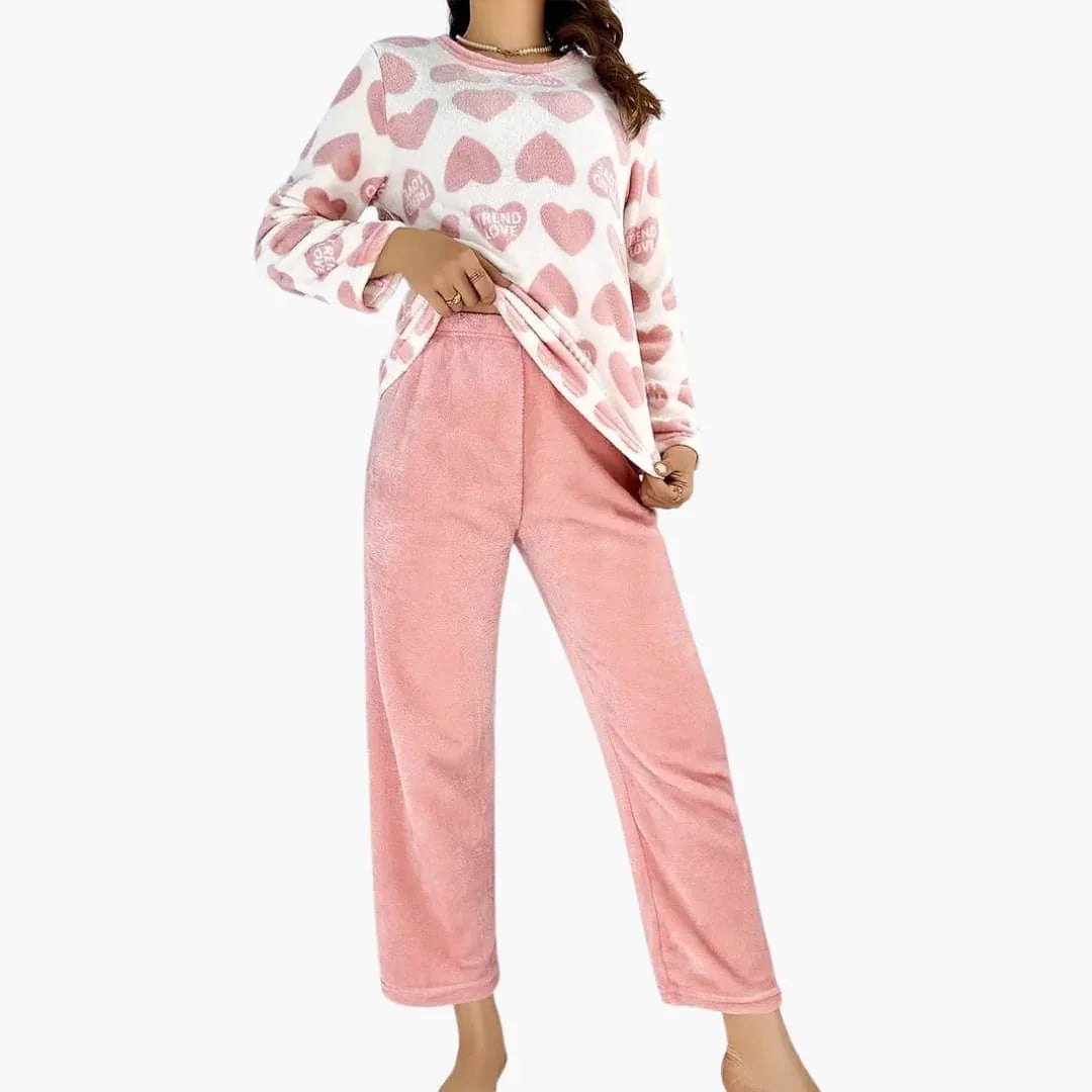 Comfortable Pink Pajamas for Women with Long Sleeve Elastic Waist Relaxed Fit Lounge Style