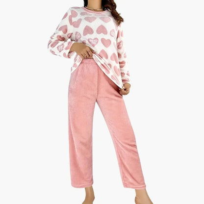 Comfortable Pink Pajamas for Women with Long Sleeve Elastic Waist Relaxed Fit Lounge Style