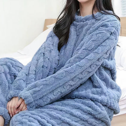 Comfortable Pink Pajamas Set for Women with Fleece Lined Relaxed Fit Everyday Wear Lounge Style