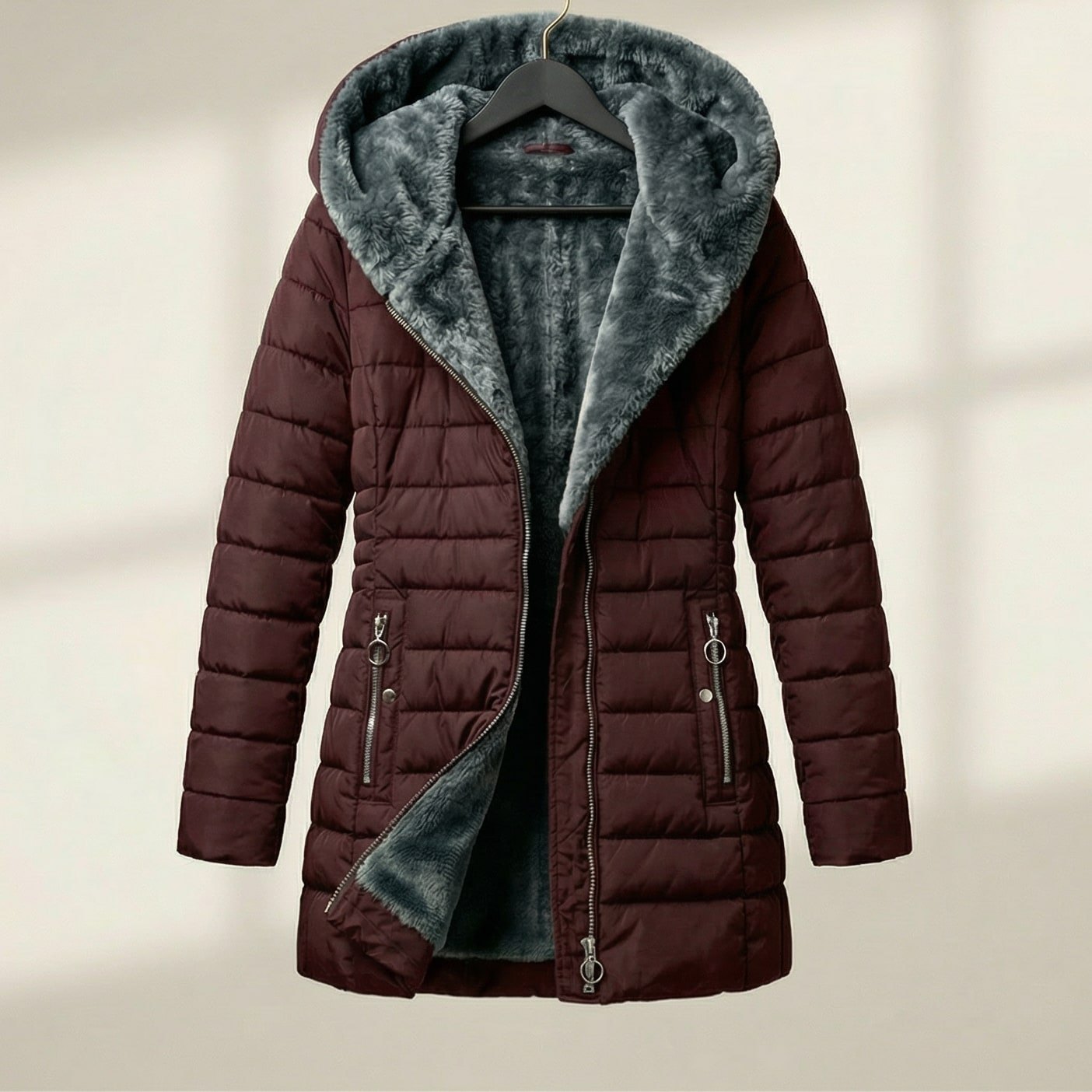 Comfortable Pink Puffer Jacket for Women with Hooded Quilted Relaxed Fit Outdoor Style