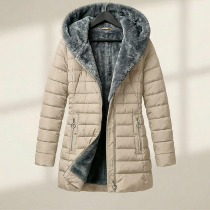 Comfortable Pink Puffer Jacket for Women with Hooded Quilted Relaxed Fit Outdoor Style