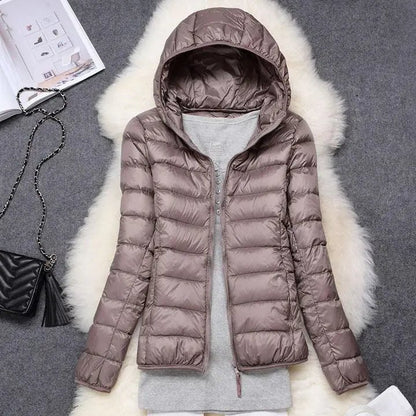 Comfortable Pink Puffer Jacket for Women with Hooded Zip Front Quilted Everyday Style