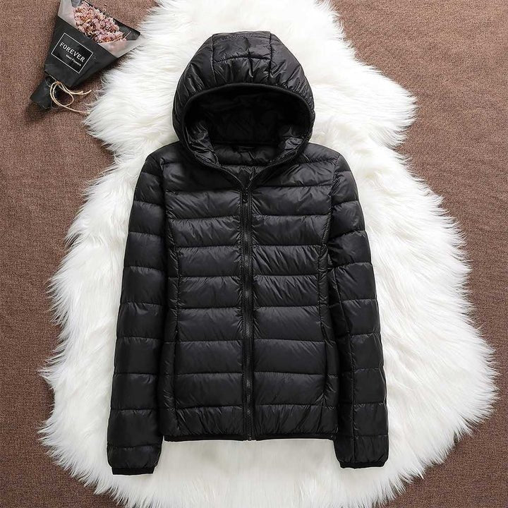 Comfortable Pink Puffer Jacket for Women with Hooded Zip Front Quilted Everyday Style