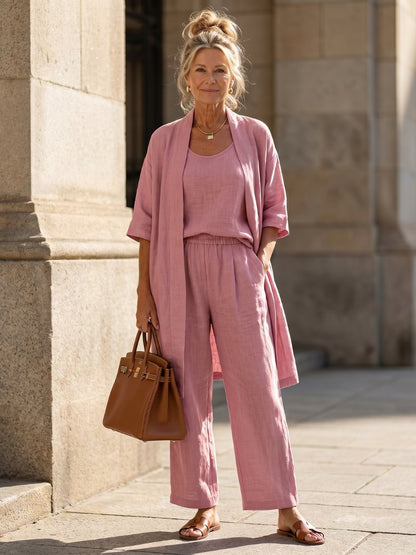 Comfortable Pink Sweat Set for Women with Wide Leg Relaxed Fit Soft Finish Everyday Style