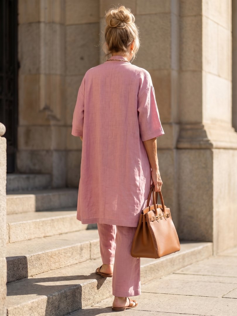 Comfortable Pink Sweat Set for Women with Wide Leg Relaxed Fit Soft Finish Everyday Style
