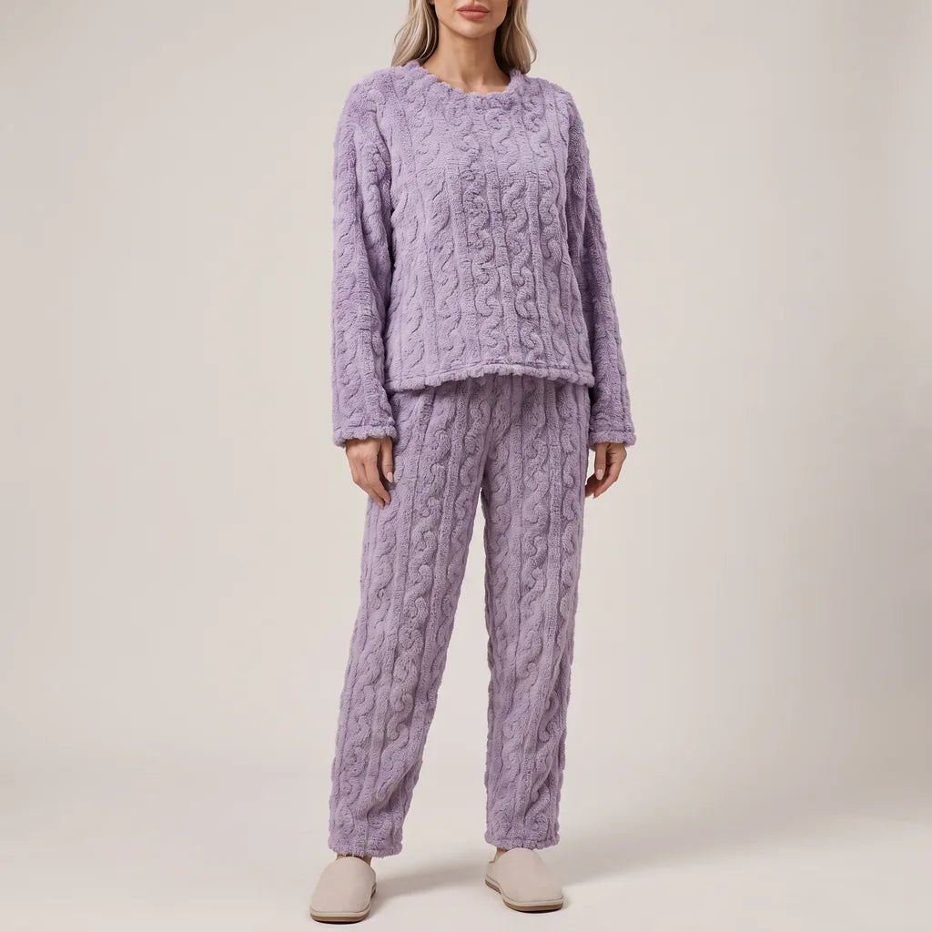 Comfortable Purple Pajamas for Women with Elastic Waist Fleece Lined Everyday Wear Relaxed Style