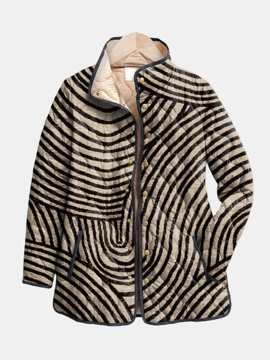 Comfortable Quilted Jacket for Women with Plaid Relaxed Fit Everyday Wear Outdoor Style