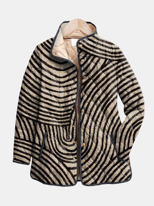 Comfortable Quilted Jacket for Women with Plaid Relaxed Fit Everyday Wear Outdoor Style