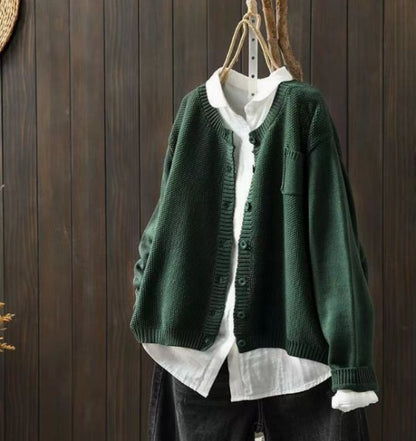 Comfortable Red Cardigan for Women with Oversized Fit Relaxed Fit Wrap Front Layered Style