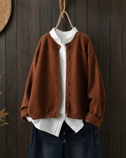 Comfortable Red Cardigan for Women with Oversized Fit Relaxed Fit Wrap Front Layered Style